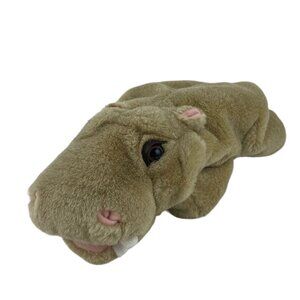 Hippopotamus Hippo 12” Plush Hand Puppet Light Brown Stuffed Toy Pretend Play